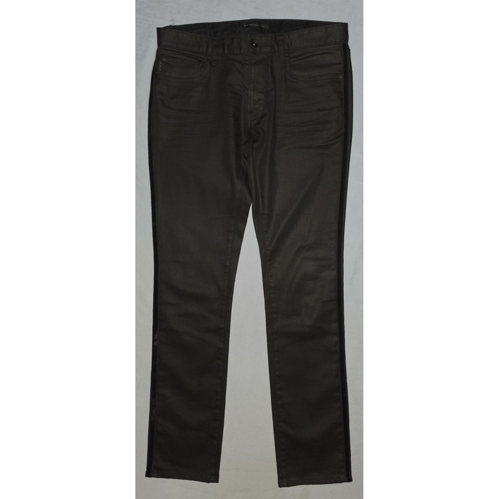 John Varvatos USA Jeans Wight Skinny Coated Denim Stretch Midnight Black 32x32